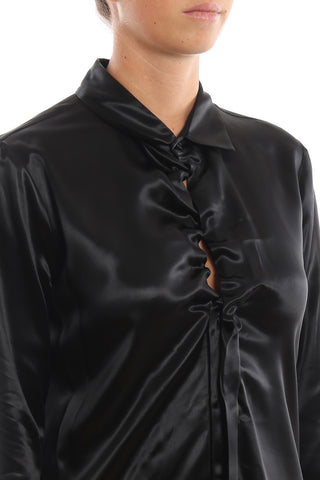 Gathered Satin Shirt Dress | (est. retail $1,530) Shirts & Tops Bottega Veneta   