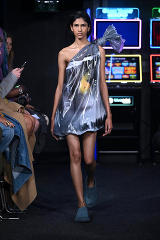 Goldfish Print One-shoulder Knotted Satin Minidress | SS '23 Runway | new with tags (est. retail $1,050) Dresses J.W. Anderson   