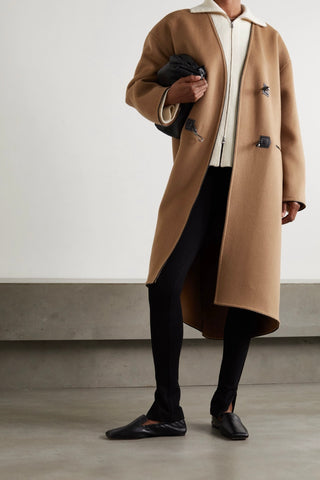 Leather Trimmed Brushed Wool & Cashmere Duffal Coat | (est. retail $1,150) Coats Totême   
