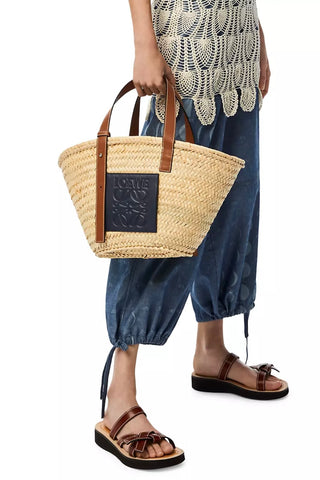 Paula's Ibiza Leather Trimmed Raffia Basket Bag | (est. retail $650) Tote Bags Loewe   