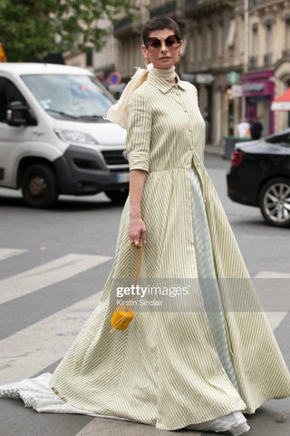 Striped Skirt in Green with Train Skirts Luisa Beccaria   