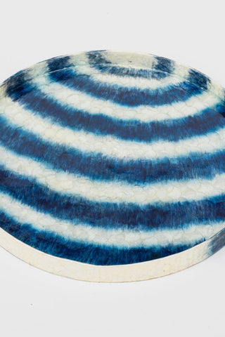 Extra Large Striped Capiz Tray, Blue  Joanna Buchanan   