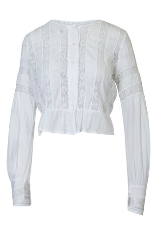 Sheer Lace Button-Up Blouse