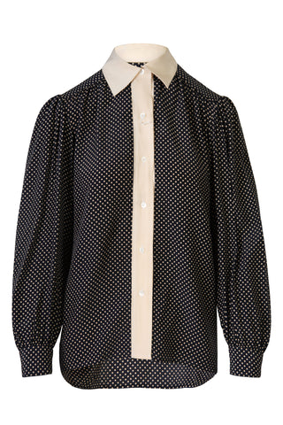 Vintage Yves Saint Laurent Rive Gauche Mid 80s Polka Dot Silk Blouse Shirts & Tops Saint Laurent   