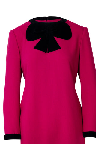 x Neiman Marcus Long Sleeve Bow Mini Dress in Pink