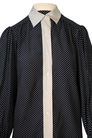 Vintage Yves Saint Laurent Rive Gauche Mid 80s Polka Dot Silk Blouse Shirts & Tops Saint Laurent   