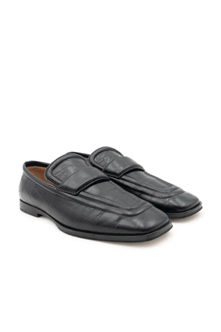 Croc-Effect Black Loafers | (est. retail $1,050)