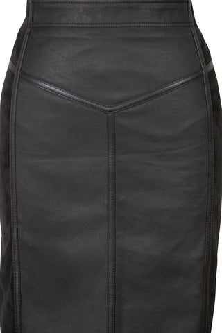 Black Paneled Leather and Suede Pencil Skirt Skirts Burberry   