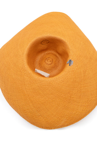 Orange Woven Feather Hat