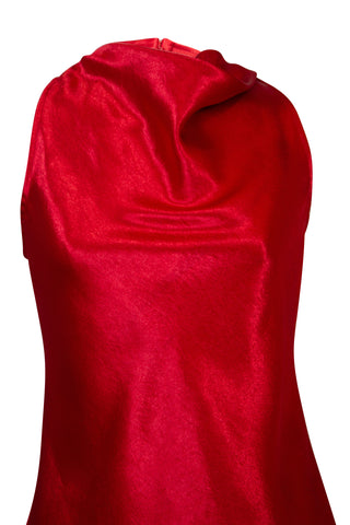 Louma Glossy Satin Cowl Neck Top in Red Lipstick | new with tags (est. retail $595)