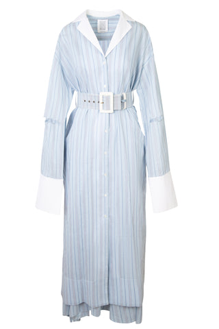 Schlppy Joe Blue Stripe Cotton Oversized Shirt Dress