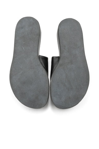 Black Lambskin Platform Sandals | (est. retail $345)