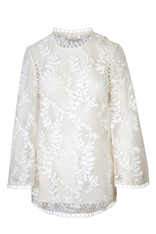 Winsome Fil-Coupe Silk Organza Blouse in Pearl Shirts & Tops Zimmermann   