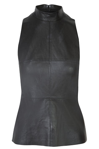 Faux Leather Halter Top in Black