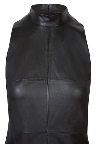 Faux Leather Halter Top in Black