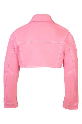 Pink Denim Cropped Jacket | (est. retail $1,350) Jackets Balmain   