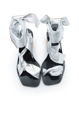 XMM Caldes Metallic Leather Wrap Tie Sandals Sandals Proenza Schouler   