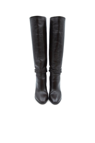Knee High Boots with Braided Ankle Strap Boots Celine   