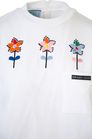 Embroidered Cotton Mini T-shirt Dress | (est. retail $1,630) Shirts & Tops Prada   