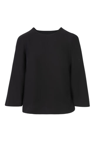 Black Silk Crepe Capelet Blouse Shirts & Tops Valentino   