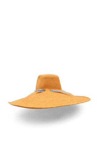 Orange Woven Feather Hat