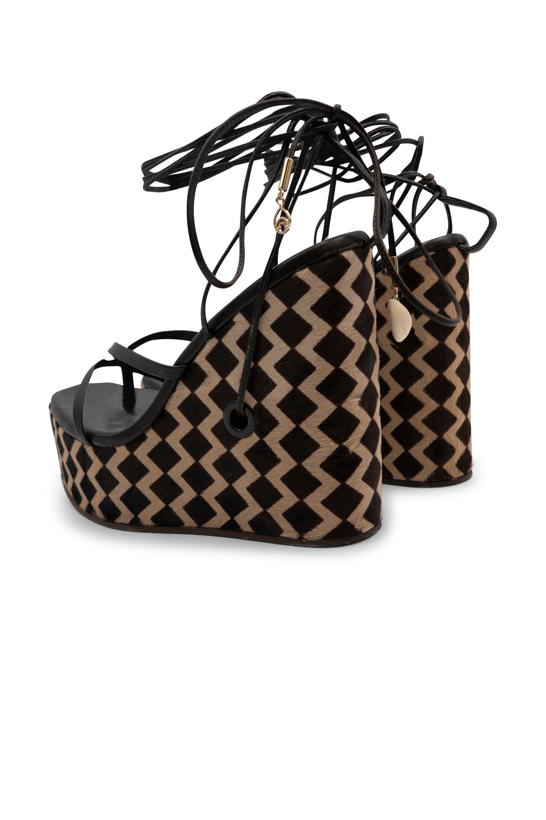 Louis Vuitton Wedge Sandals in Checkerd Canvas