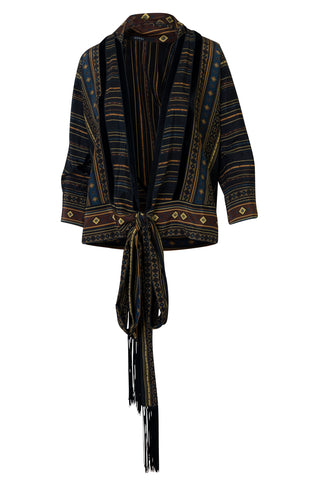 Silk Printed Wrap Blouse