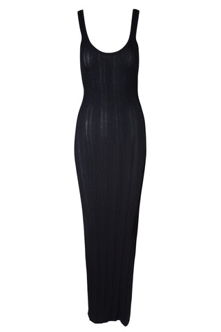 Sleeveless Ribbed Bodycon Dress in Black