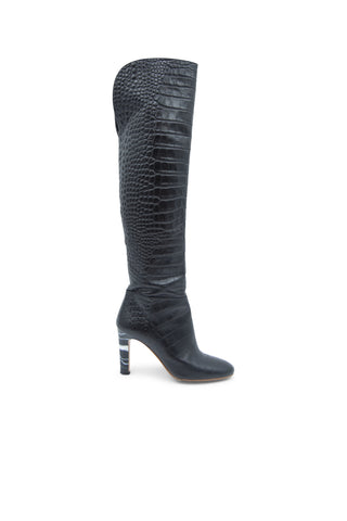 Linda Over-the-knee Croc Effect Leather Boot | (est. retail $1,350) Boots Gabriela Hearst   
