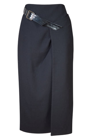 Belted Crossover Midi Skirt in Black Skirts Givenchy   