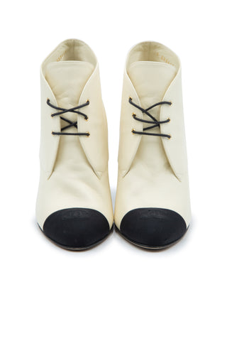 Lace Up Booties with Pearl Trim Boots Chanel   