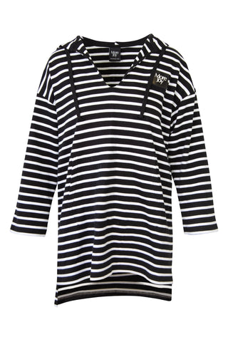 More Joy, Logo-Patch Striped Hooded Sweatshirt | new with tags | (est. retail $245)