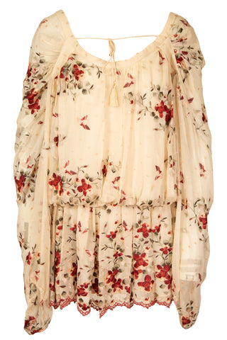 Silk Floral Print Mini Dress