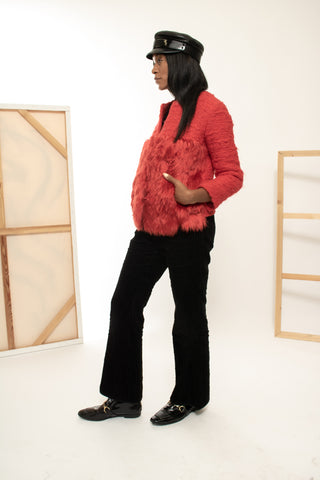 Red Fur Cropped Jacket Jackets Giambattista Valli   
