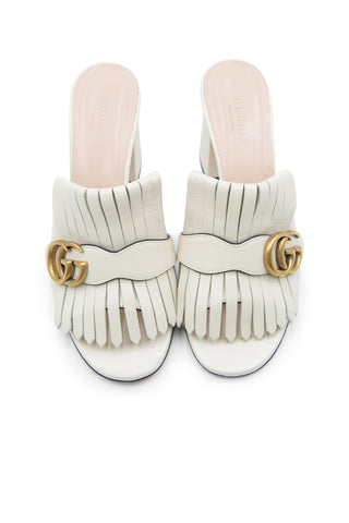 by Alessandro Michele Leather GG Marmont Fringe Mules Sandals Gucci   