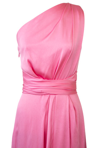One-Shoulder Draped Satin Gown in Pink | new with tags (est. retail $2,995) Dresses Monique Lhullier   