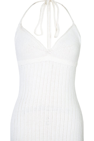 Olympia Ribbed Knit Maxi Dress in Ivory | (est. retail $1,180) Dresses Khaite   