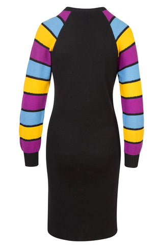Vintage YSL Tricot Color Block Shoulder Wool Dress Dresses Saint Laurent   