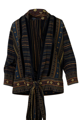 Silk Printed Wrap Blouse