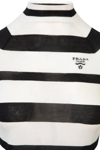 Stripe Logo-intarsia Mock-neck Top (est. retail $1,490) Sweaters & Knits Prada   