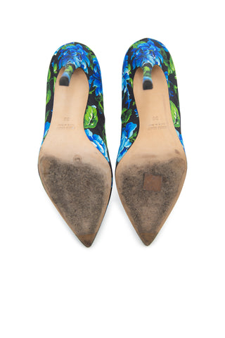 Floral Printed Pointed Toe Pumps