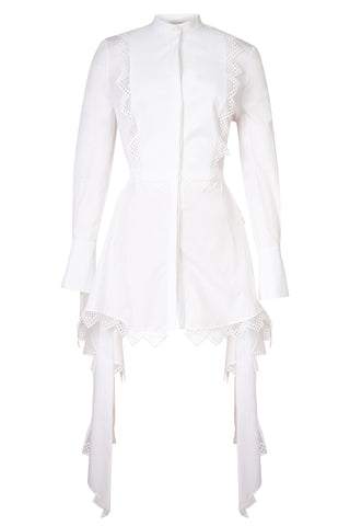By Sarah Burton Asymmetric Lace-trimmed Cotton-piqué Blouse | SS'20 (est. retail $2,170) new with tags