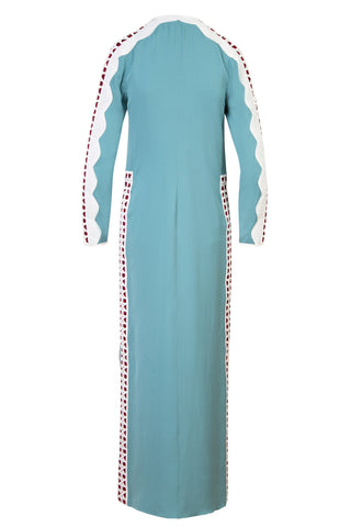 Dark Athenian Blue / Light Port Evalene Caftan Guipure Maxi Dress Dresses Tory Burch   