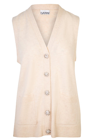 Cashmere Mix Button Vest in Oyster Gray | (est. retail $475)