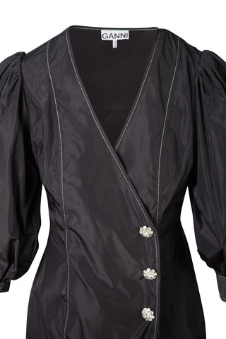 Puff Sleeve Front Wrap Mini Dress
