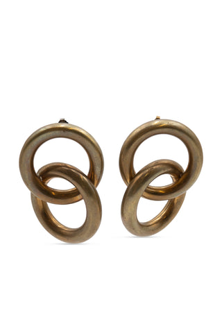 Gold Double Hoop Drop Earrings