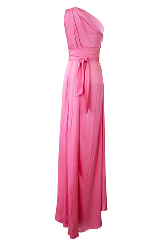 One-Shoulder Draped Satin Gown in Pink | new with tags (est. retail $2,995)