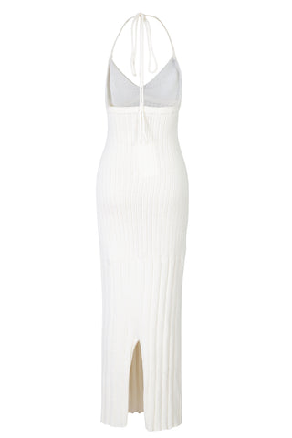 Olympia Ribbed Knit Maxi Dress in Ivory | (est. retail $1,180) Dresses Khaite   