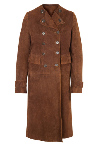 Purple Label Brown Suede Double-Breasted Coat