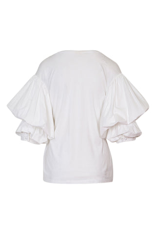 Ruffle Sleeve Cotton Shirt